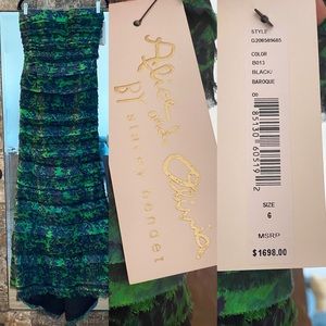 NWT Alice + Olivia 100% Silk Tiered Gown